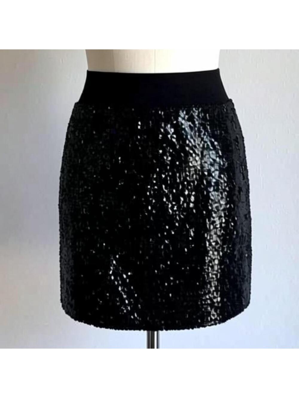 Lily White Black Sequin Mini Skirt Size M